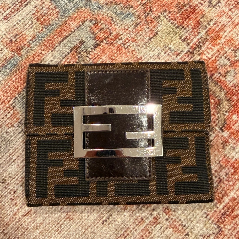 Vintage Authentic Fendi Zucca Bifold Wallet with Certificate of Authenticity